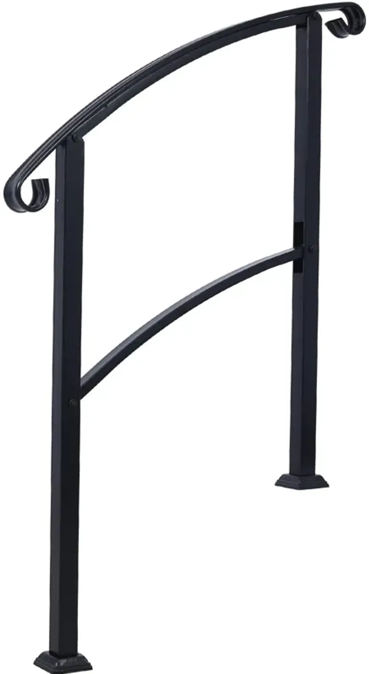 Handrails For Outdoor Steps, Fit 1 Or 3 Steps Outdoor Stair Railing, Flexible Front Porch Hand Rail, Transitional Handrails For Concrete Steps Or Wooden Stairs - Black