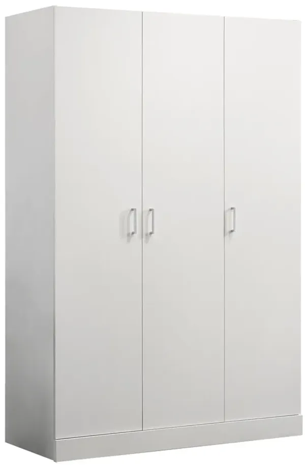 Declan - 3 - Door Wardrobe Cabinet Armoire With Storage Shelves And Hanging Rod - White