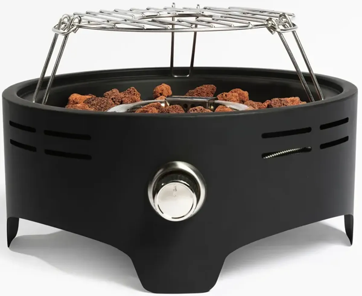 15" Outdoor Portable Propane Fire Pit, Camping Fire Pit With Cooking Support Tabletop Fire Pit With Quick Connect Regulator - Black