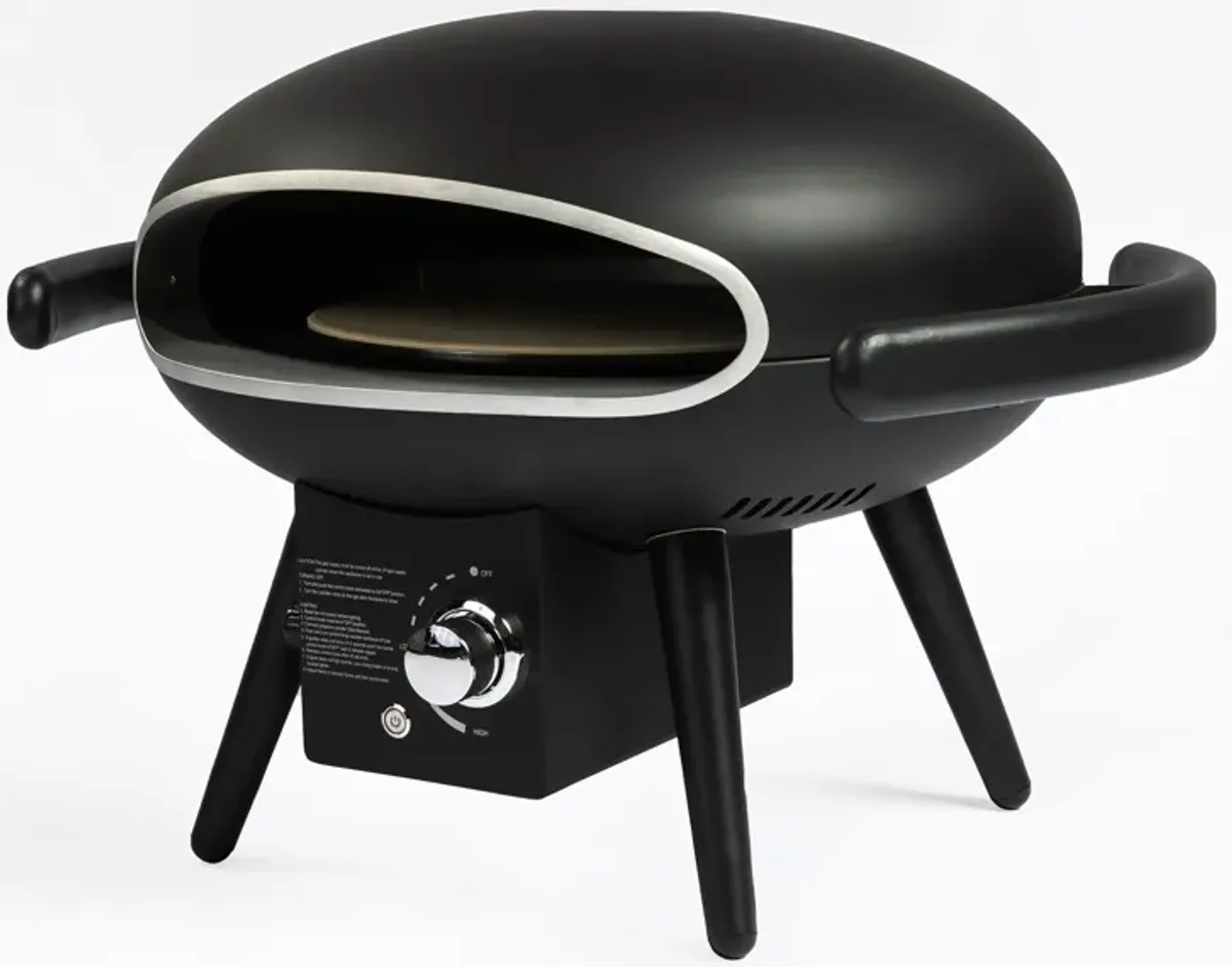 Gas Pizza Oven, Propane Outdoor Pizza Oven, Portable Pizza Oven For 12" Pizzas, With Gas Hose&Regulator - Black