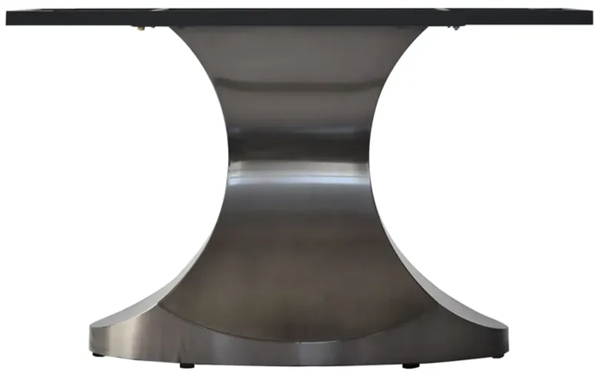 63" Modern Artificial Stone Panel Stainless Steel Curved Legs, Can Accommodate 6-8 People - Black / Gray