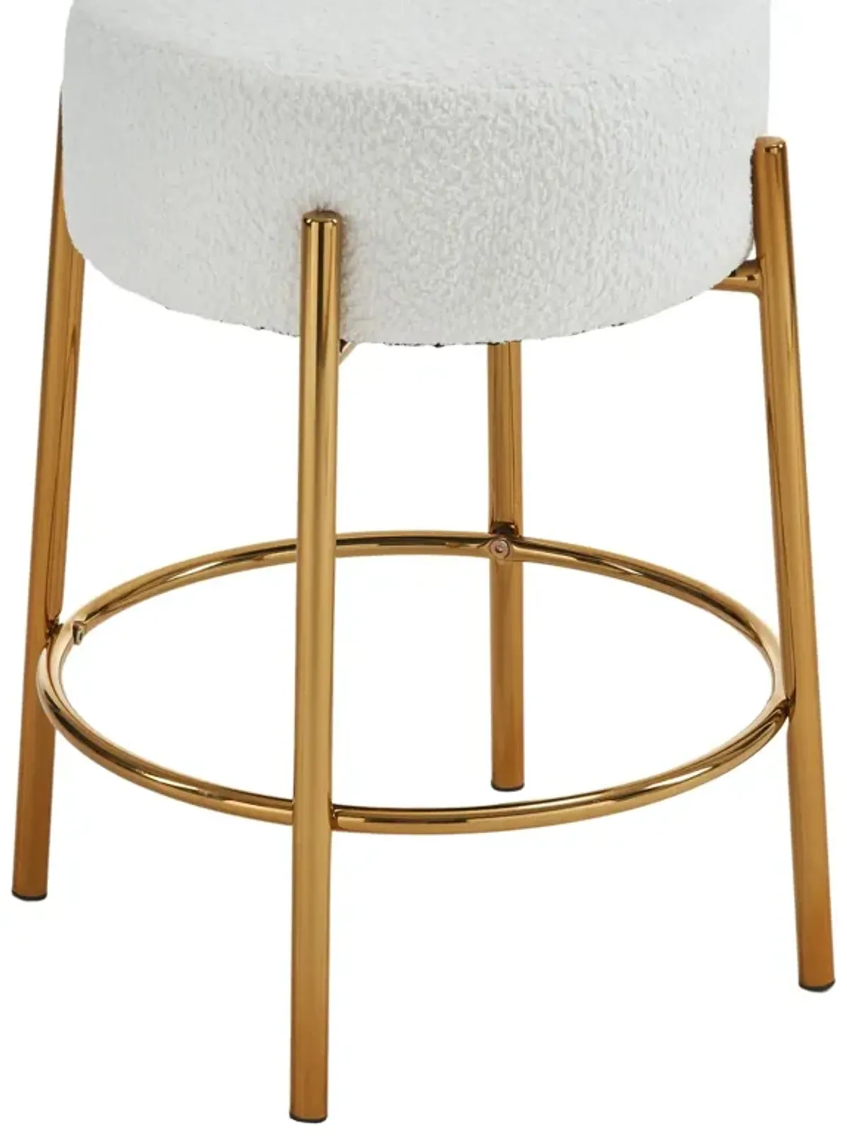 Round Bar Stools (Set of 2), Contemporary Upholstered Dining Stools For Kitchens, Coffee Shops And Bar Stores - Gold Legs