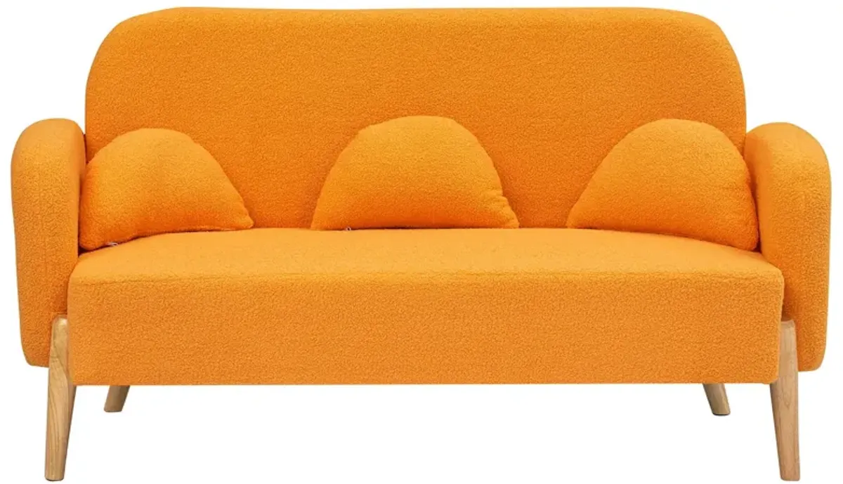 Teddy Velvet Two-Seater Sofa With Three Lumbar Pillows