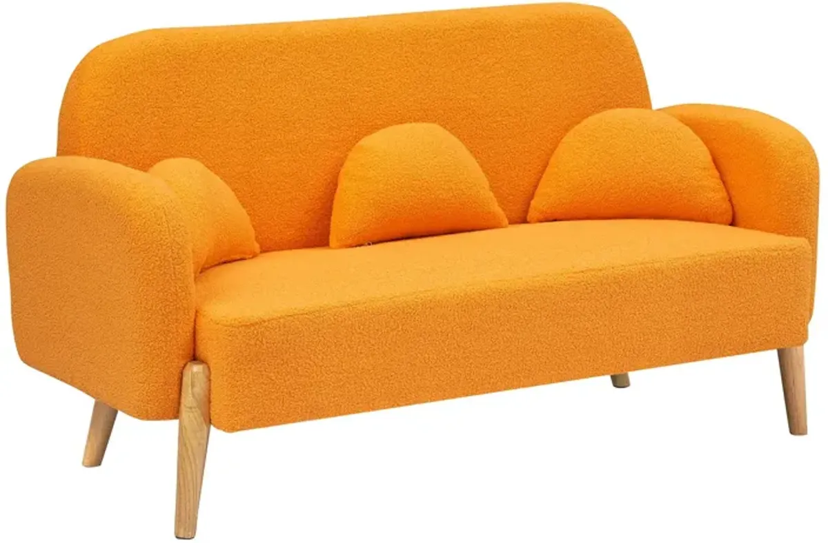 Teddy Velvet Two-Seater Sofa With Three Lumbar Pillows