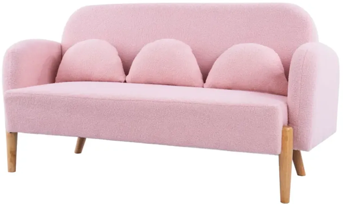 Teddy Velvet Two-Seater Sofa With Three Lumbar Pillows