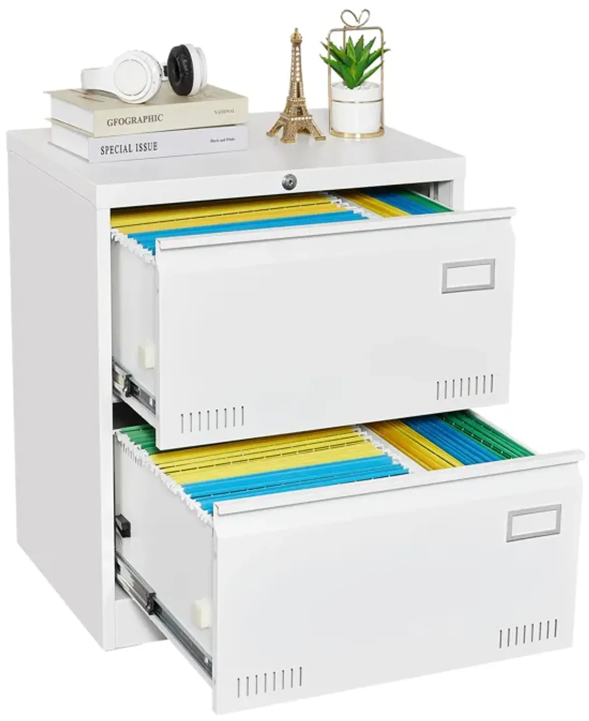 Filing Cabinet Lateral File Cabinet 3 Drawer, Locking Metal File Cabinets Three Drawer, Office Filing Cabinet With Lock Drawers For Home Office