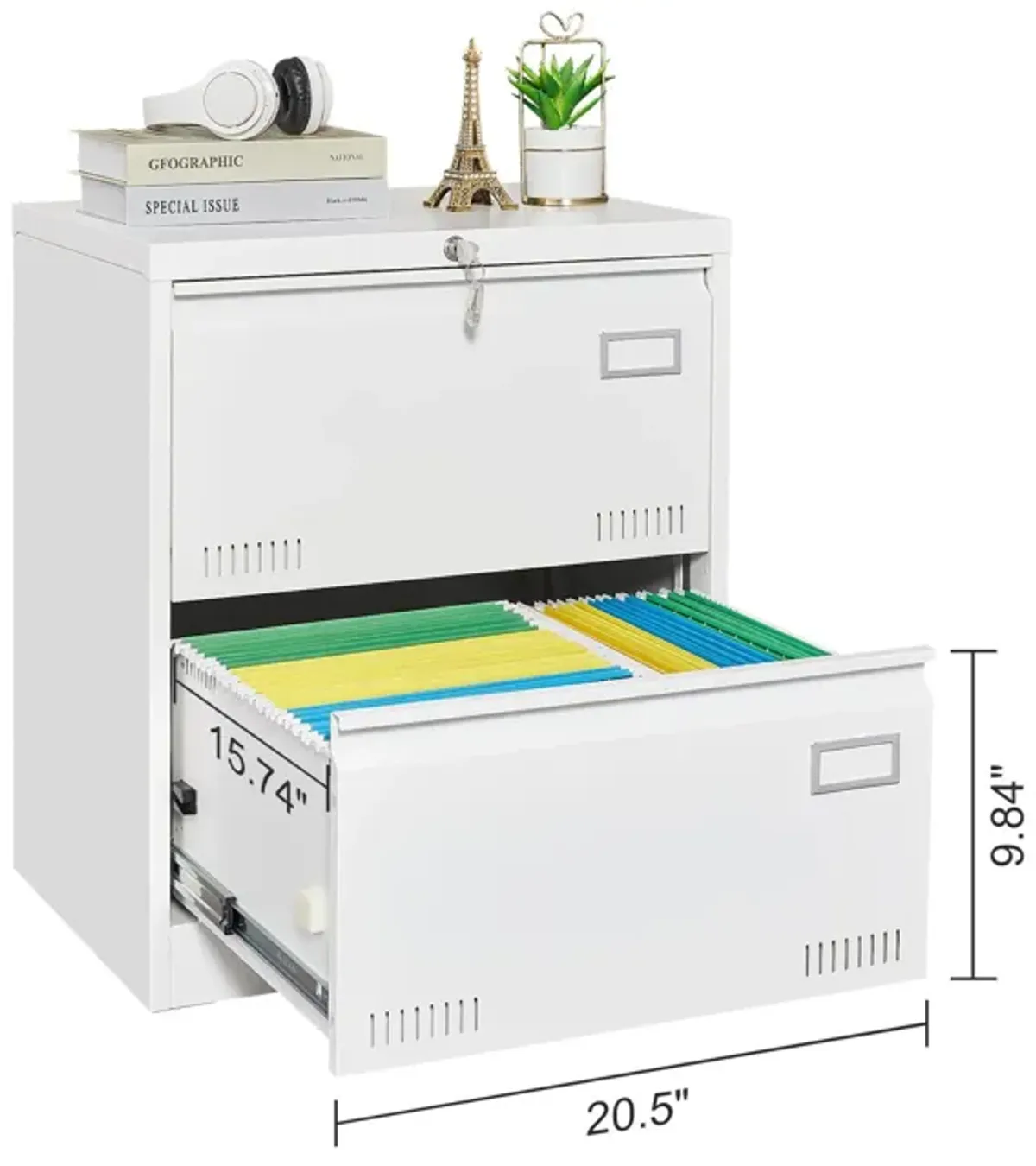 Filing Cabinet Lateral File Cabinet 3 Drawer, Locking Metal File Cabinets Three Drawer, Office Filing Cabinet With Lock Drawers For Home Office