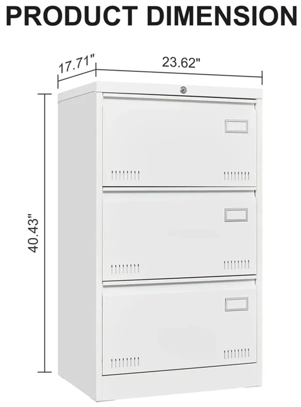 Filing Cabinet Lateral File Cabinet 3 Drawer, Locking Metal File Cabinets Three Drawer, Office Filing Cabinet With Lock Drawers For Home Office