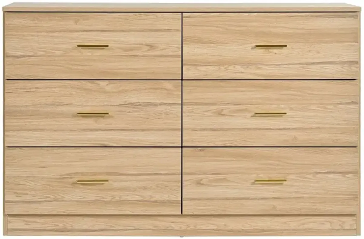 Modern 6 Drawer Dresser For Bedroom, Ample Storage Wide Chest Of Drawers, Sturdy & Safe