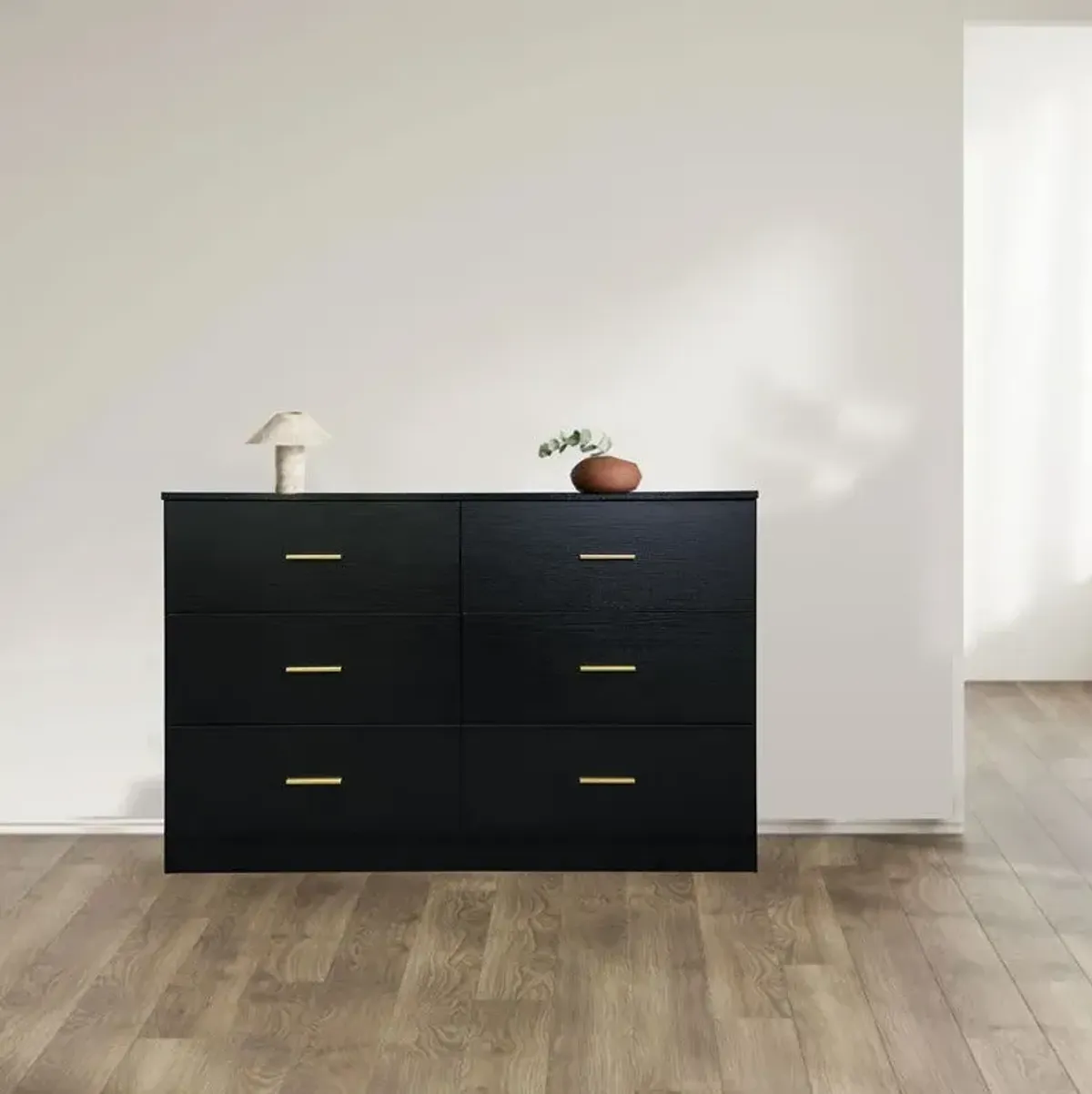 Modern 6 Drawer Dresser For Bedroom, Ample Storage Wide Chest Of Drawers, Sturdy & Safe