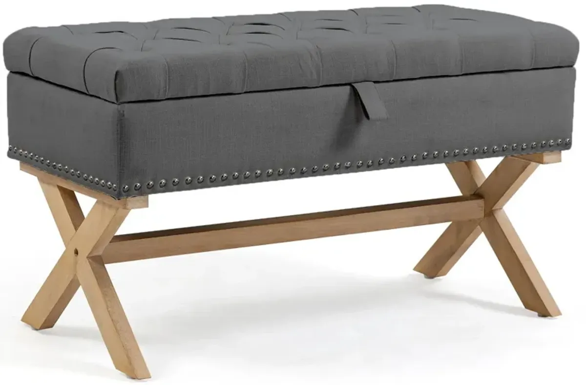 Storage Ottoman, Button-Tufted Ottoman Linen Storage Bench, Ottoman With Storage