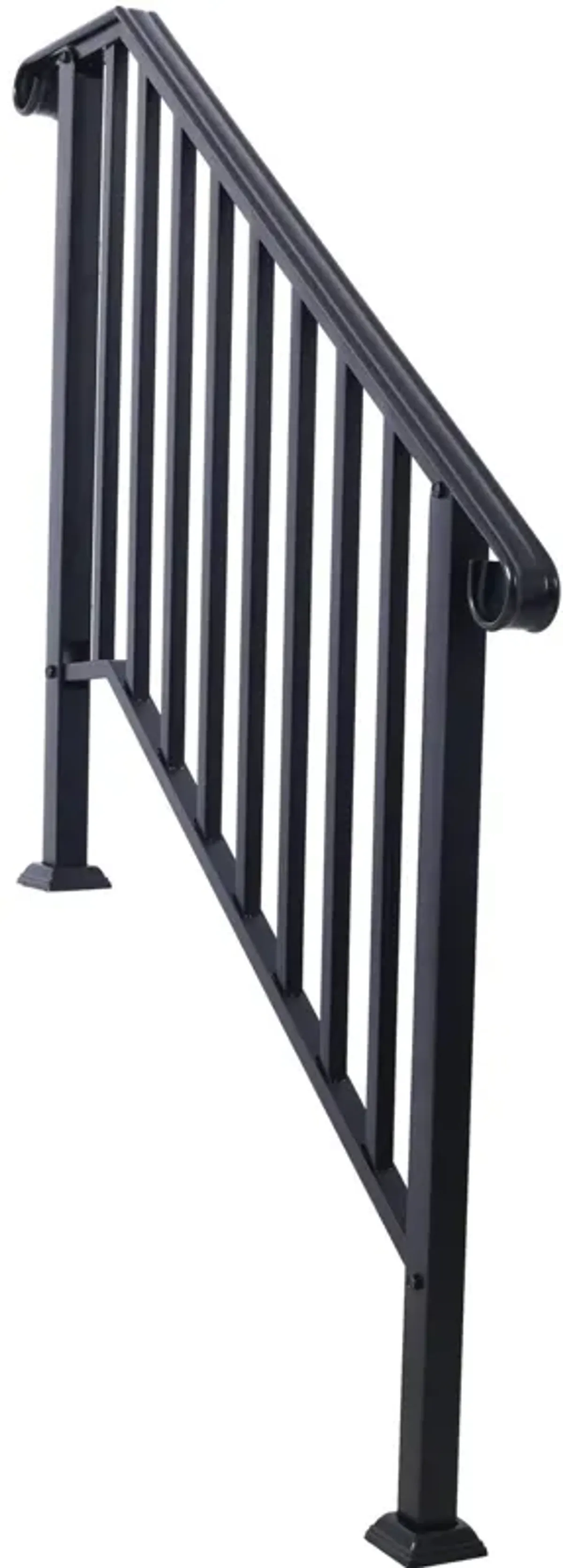 Handrails For Outdoor Steps, Fit 2 Or 3 Steps Outdoor Stair Railing, Wrought Iron Handrail, Flexible Porch Railing, Transitional Handrails For Concrete Steps Or Wooden Stairs