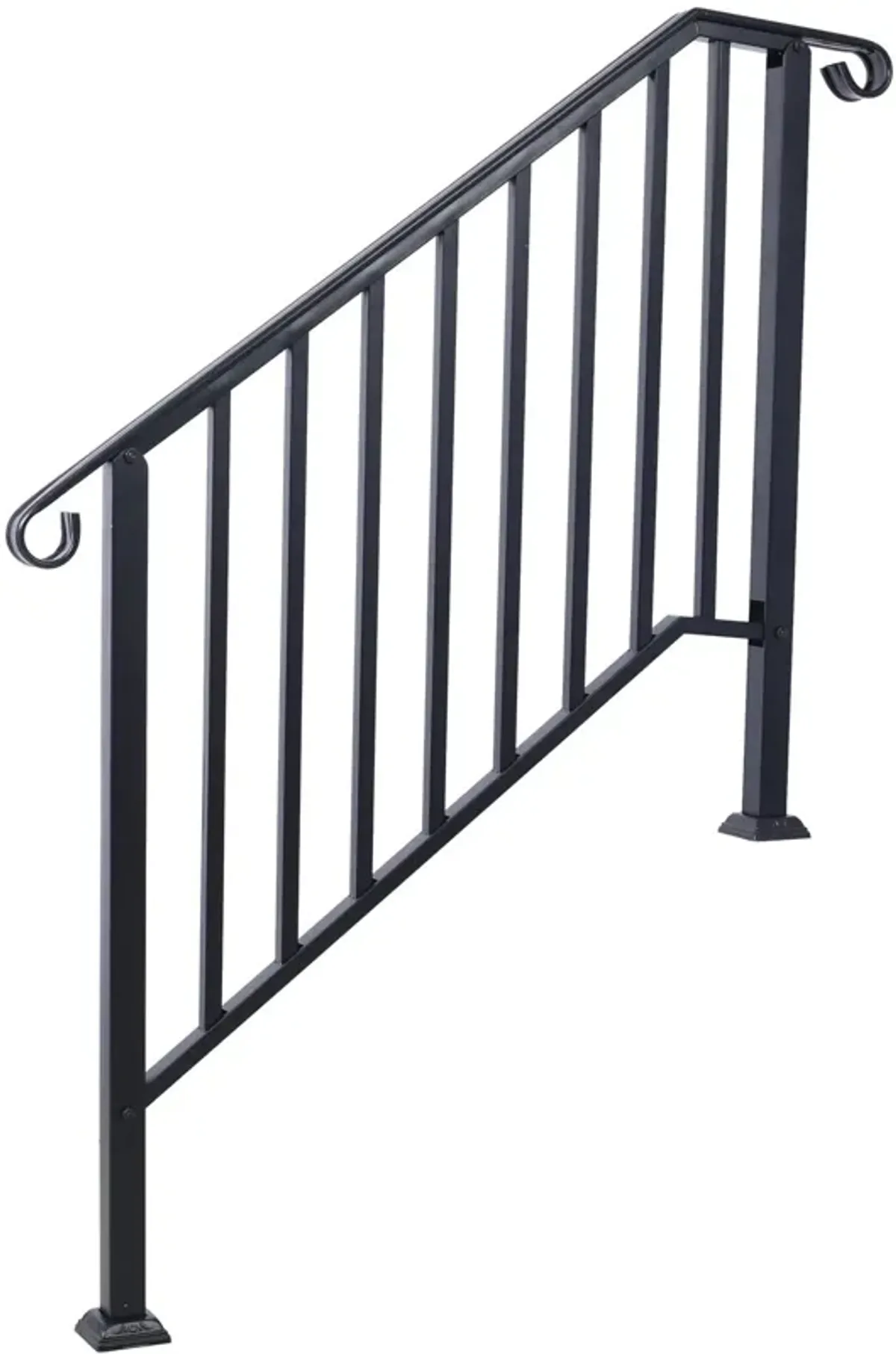 Handrails For Outdoor Steps, Fit 2 Or 3 Steps Outdoor Stair Railing, Wrought Iron Handrail, Flexible Porch Railing, Transitional Handrails For Concrete Steps Or Wooden Stairs