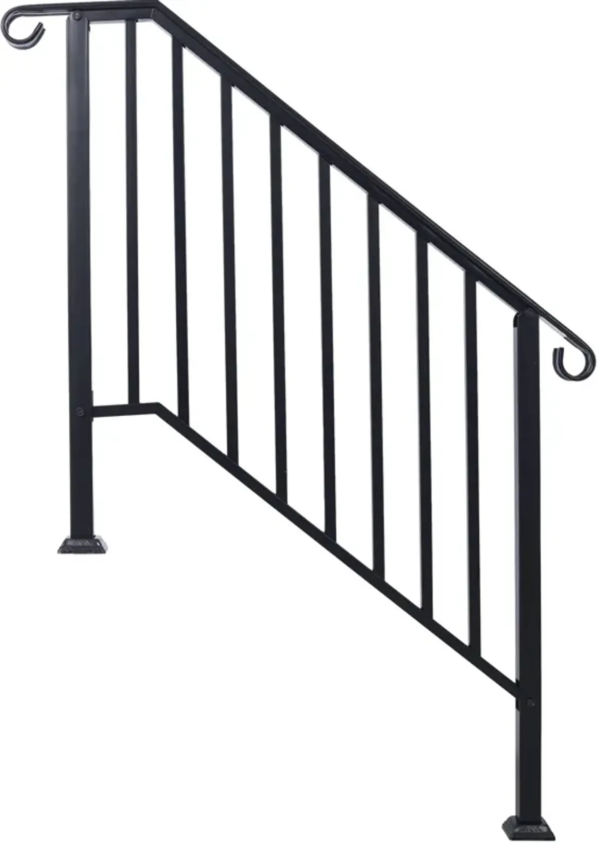 Handrails For Outdoor Steps, Fit 2 Or 3 Steps Outdoor Stair Railing, Wrought Iron Handrail, Flexible Porch Railing, Transitional Handrails For Concrete Steps Or Wooden Stairs