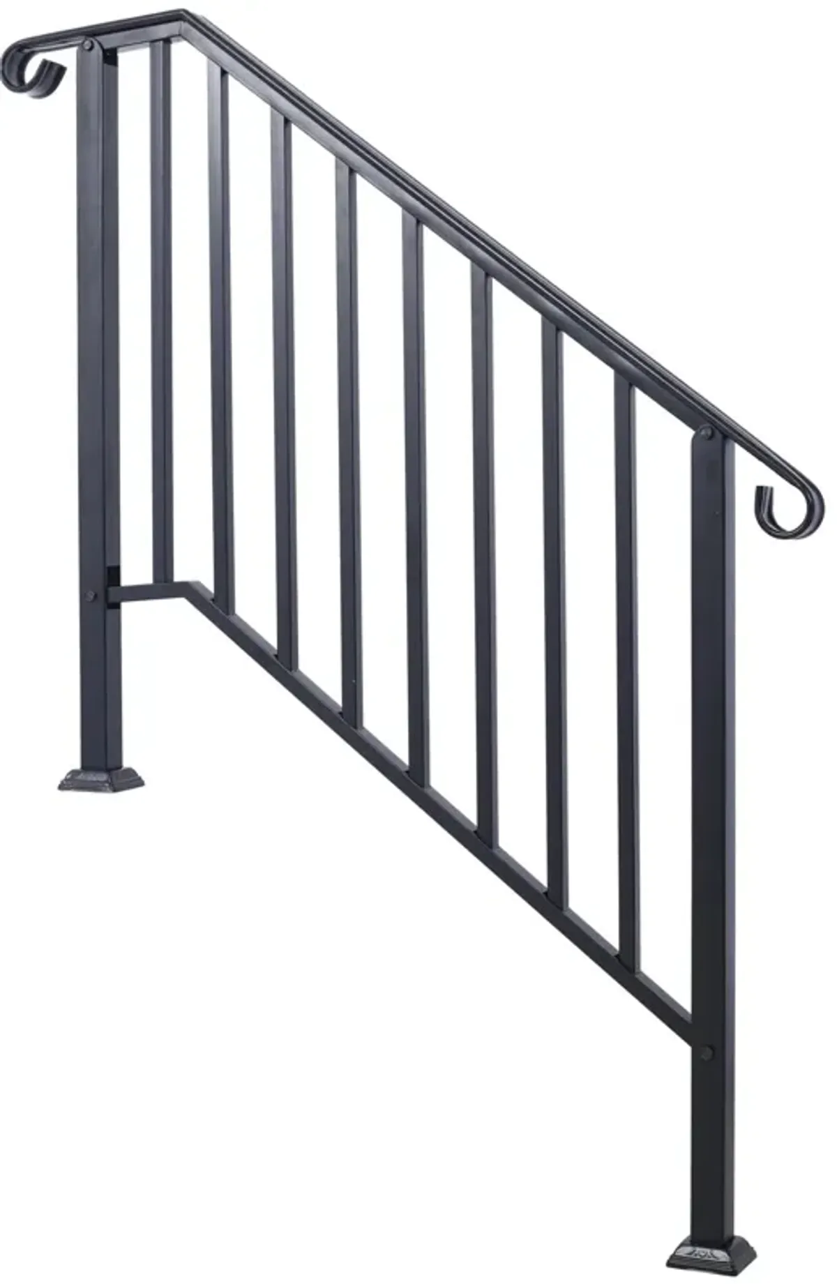 Handrails For Outdoor Steps, Fit 2 Or 3 Steps Outdoor Stair Railing, Wrought Iron Handrail, Flexible Porch Railing, Transitional Handrails For Concrete Steps Or Wooden Stairs