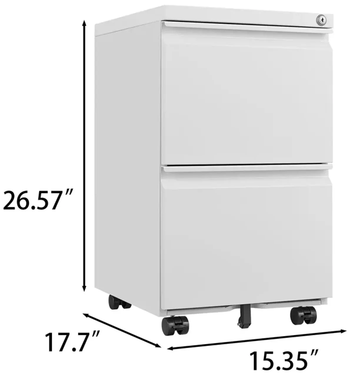 2 Drawer File Cabinet With Lock, Metal Under Desk Rolling Filing Cabinet Fits Letter / Legal / A4 Size For Home Office, Mobile Filing Cabinet