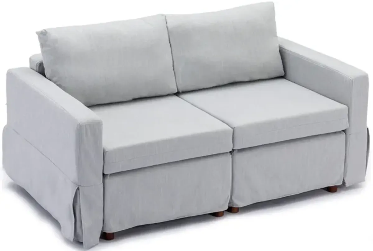 2 Seat Module Sectional Sofa Couch With 1 Ottoman For Living Room, Seat Cushion And Back Cushion Non-Removable And Non-Washable