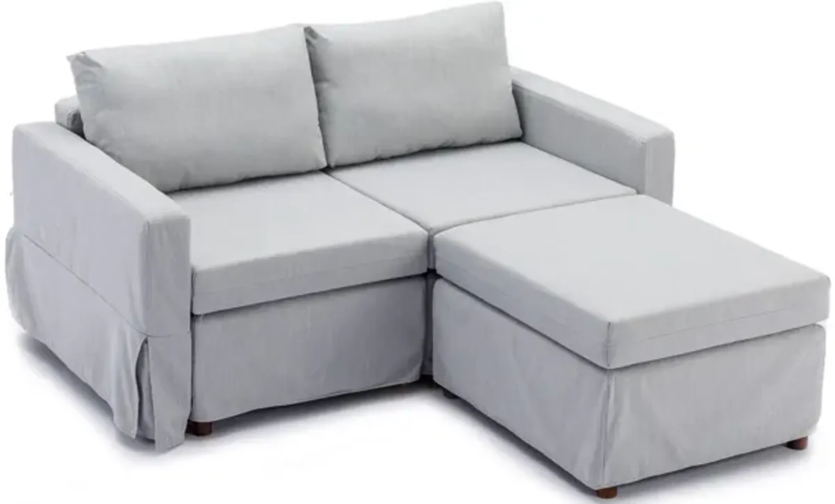 2 Seat Module Sectional Sofa Couch With 1 Ottoman For Living Room, Seat Cushion And Back Cushion Non-Removable And Non-Washable