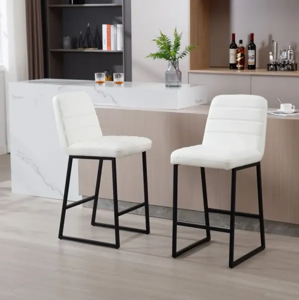 Low Bar Stools (Set of 2) Bar Chairs For Living Room Party Room Kitchen, Upholstered Kitchen Breakfast Bar Stools With Footrest