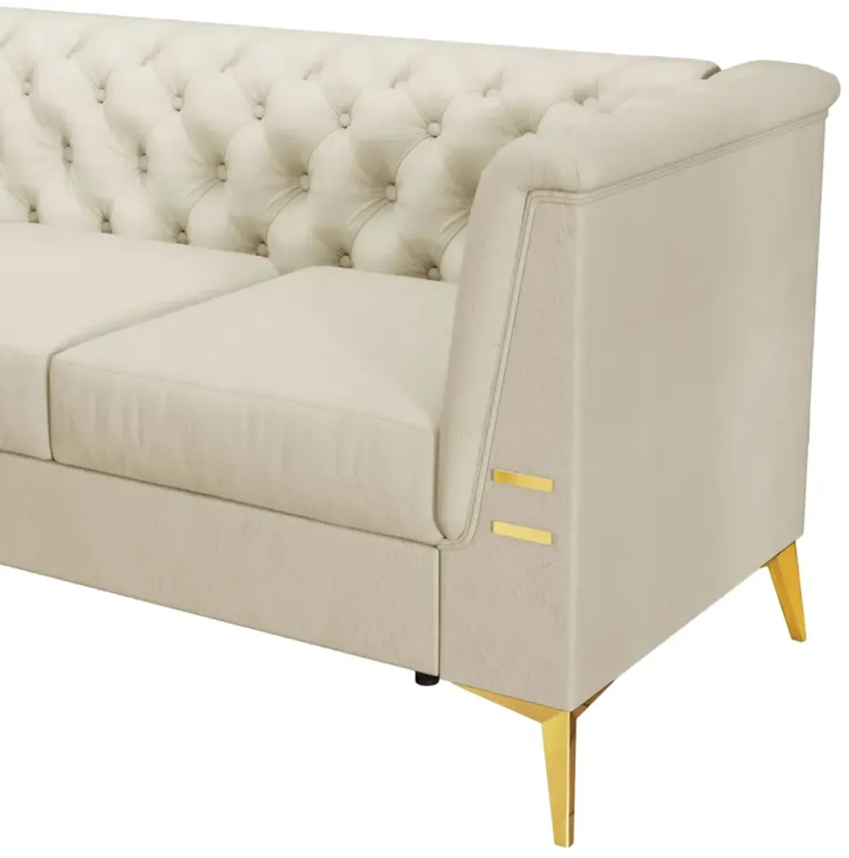 Luxurious Velvet Sofa With Gold Legs, Modern Chesterfield Design, Tufted Upholstery, 3 Seat Couch For Living Room And Office