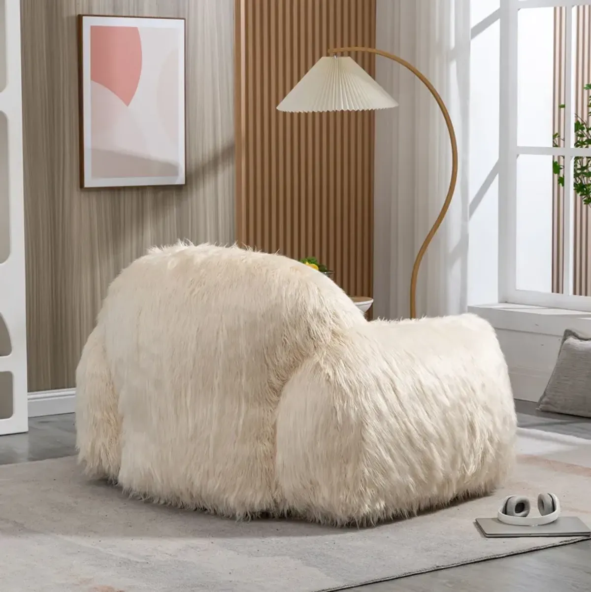 Bean Bag Chair Lazy Long Hair Sofa Bean Bag Chair Adult, Teen High Density Foam Filled Modern Focus Chair Comfortable Living Room, Bedroom Chair