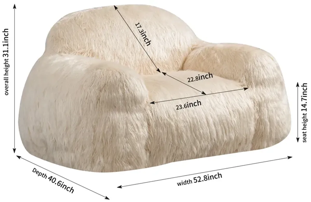 Bean Bag Chair Lazy Long Hair Sofa Bean Bag Chair Adult, Teen High Density Foam Filled Modern Focus Chair Comfortable Living Room, Bedroom Chair