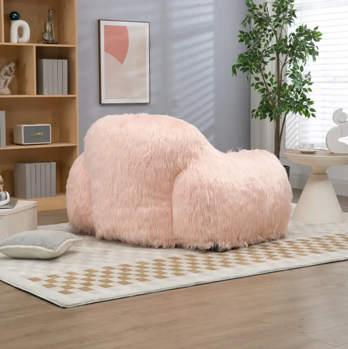 Bean Bag Chair Lazy Long Hair Sofa Bean Bag Chair Adult, Teen High Density Foam Filled Modern Focus Chair Comfortable Living Room, Bedroom Chair