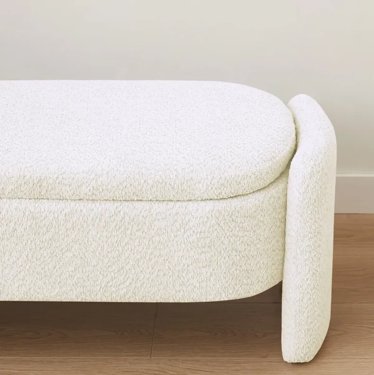 Ottoman Oval Storage Bench, 3D Lamb Fleece Bench With Large Storage Space For The Living Room, Entryway And Bedroom