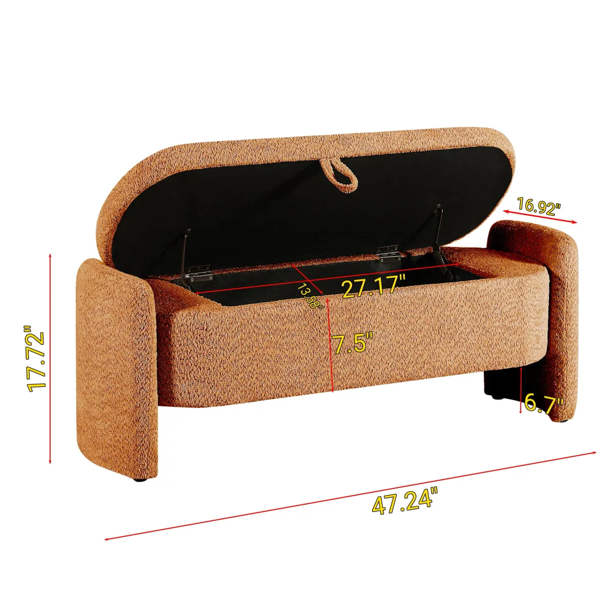 Ottoman Oval Storage Bench, 3D Lamb Fleece Bench With Large Storage Space For The Living Room, Entryway And Bedroom