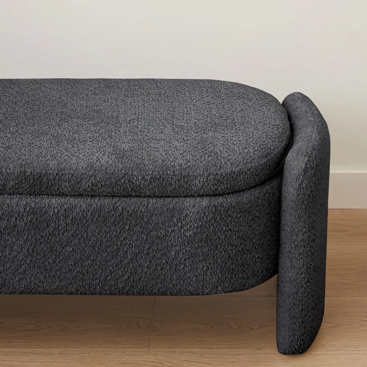 Ottoman Oval Storage Bench, 3D Lamb Fleece Bench With Large Storage Space For The Living Room, Entryway And Bedroom