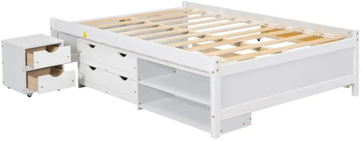 Versatile Bed With Trundle, Under Bed Storage Box And Nightstand