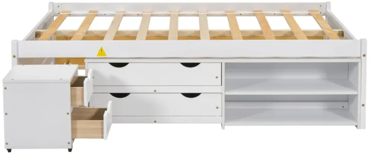 Versatile Bed With Trundle, Under Bed Storage Box And Nightstand