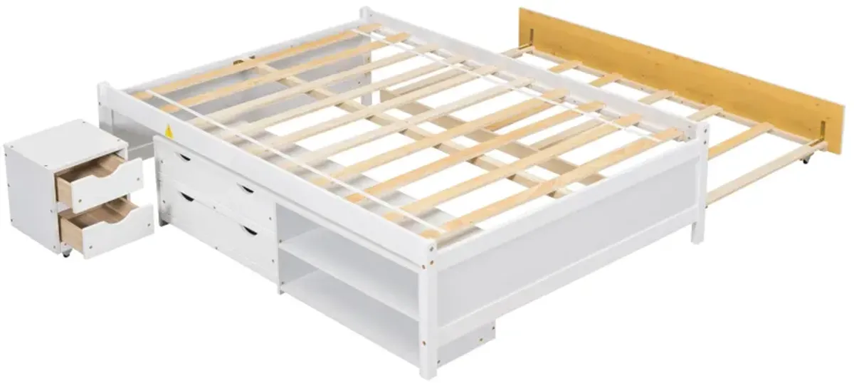 Versatile Bed With Trundle, Under Bed Storage Box And Nightstand