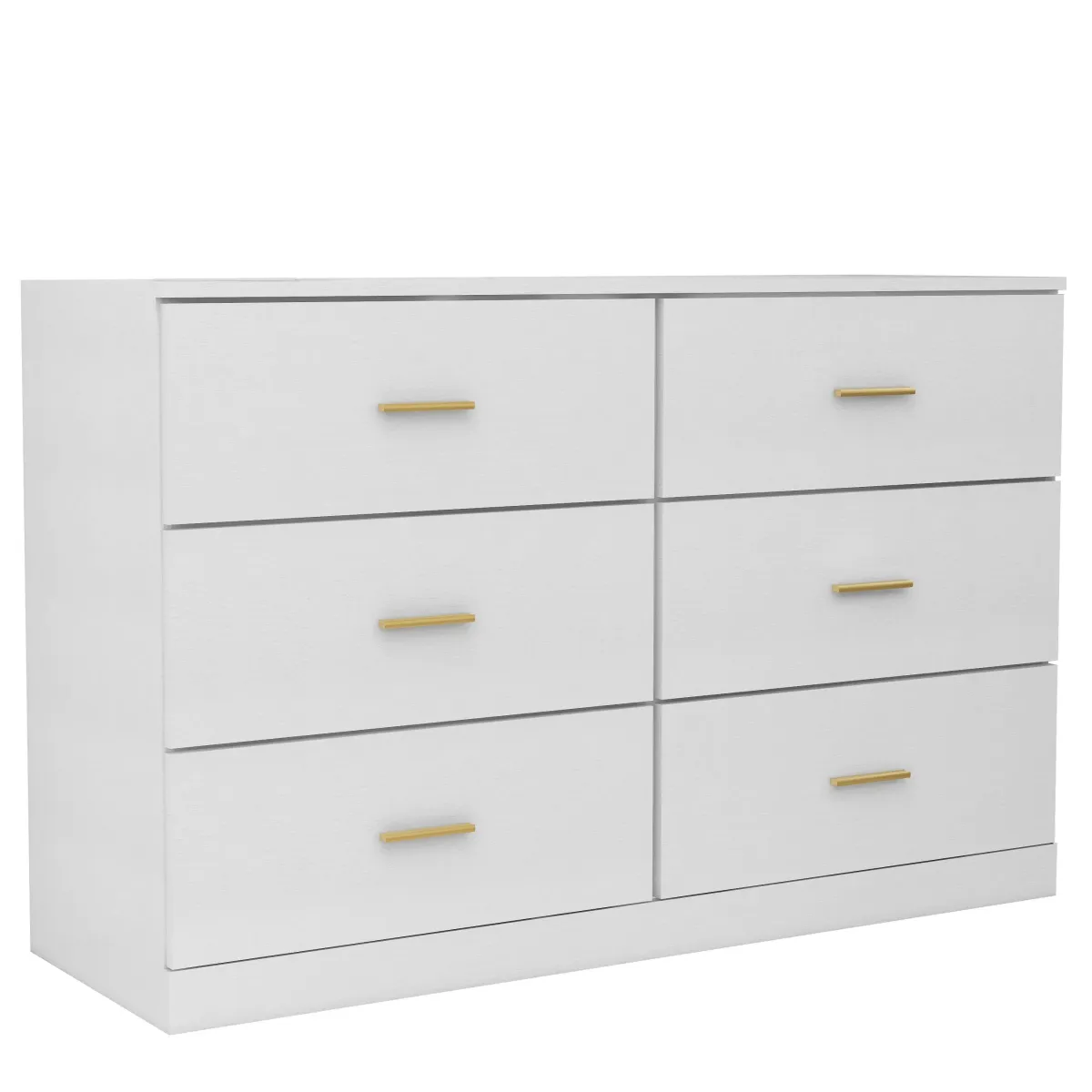 Modern White 6 Drawer Dresser For Bedroom, Ample Storage Wide Chest Of Drawers, Sturdy & Safe