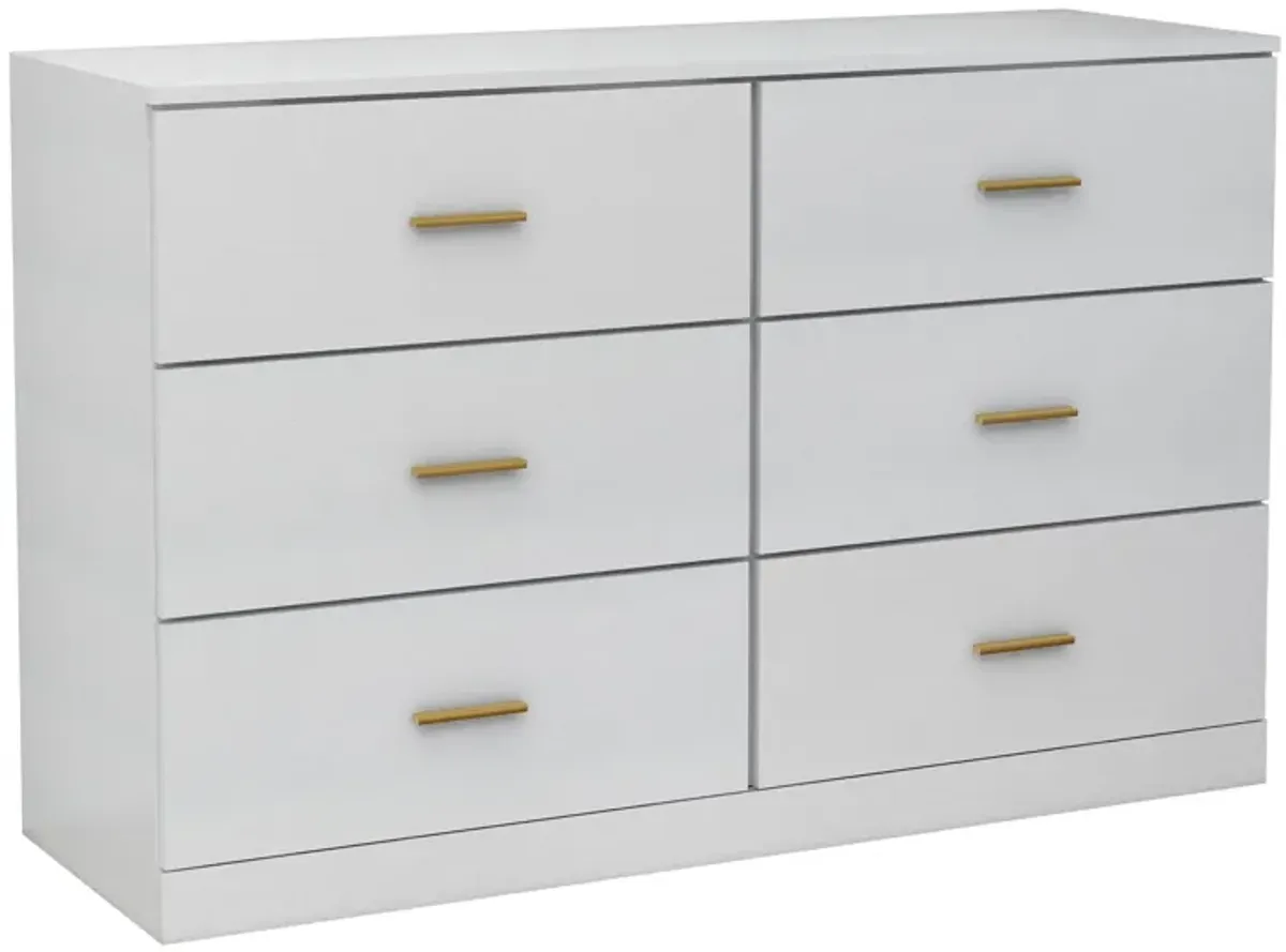 Modern White 6 Drawer Dresser For Bedroom, Ample Storage Wide Chest Of Drawers, Sturdy & Safe