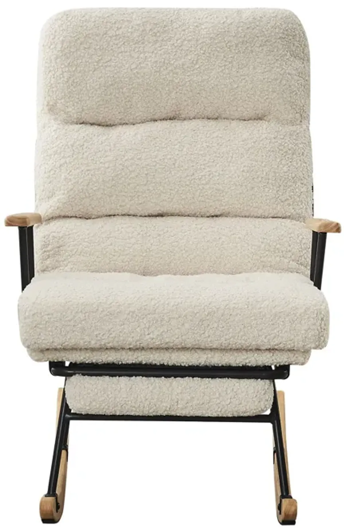 Modern Teddy Gliding Rocking Chair With High Back, Retractable Footrest, And Adjustable Back Angle For Nursery, Living Room, And Bedroom