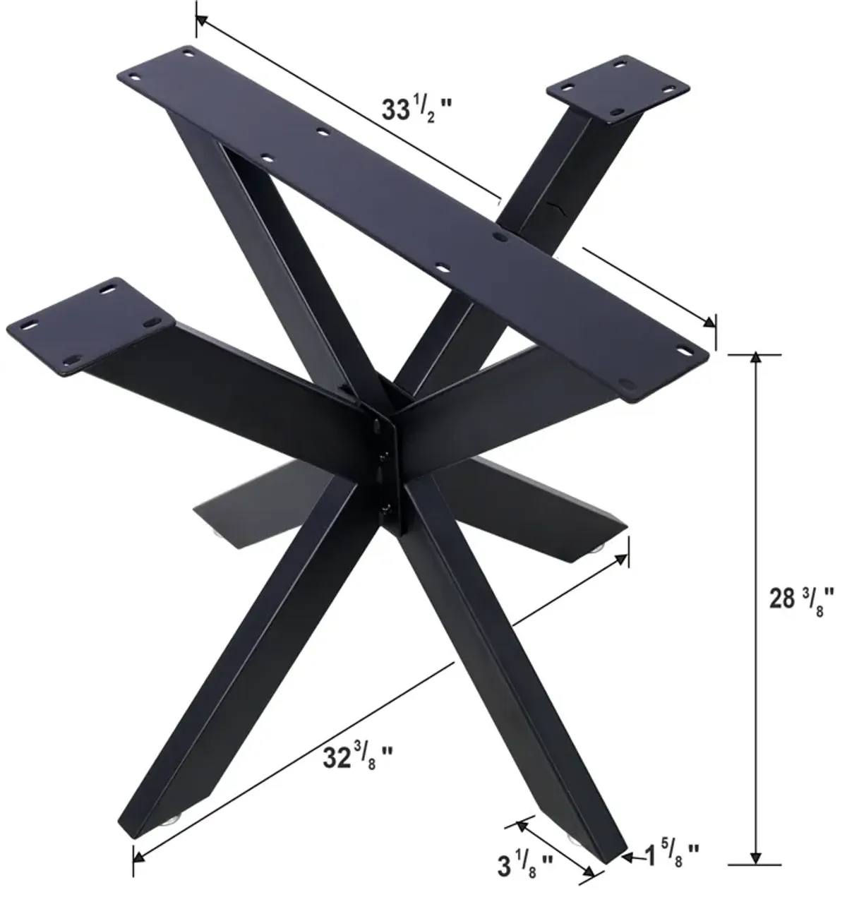 Spider Shaped Steel Table Legs, Metal Dining Table Frame, Heavy Duty Box Section Table Base - Black