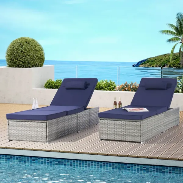 Outdoor Sofa Pe Rattan Furniture Deck Chair - Gray