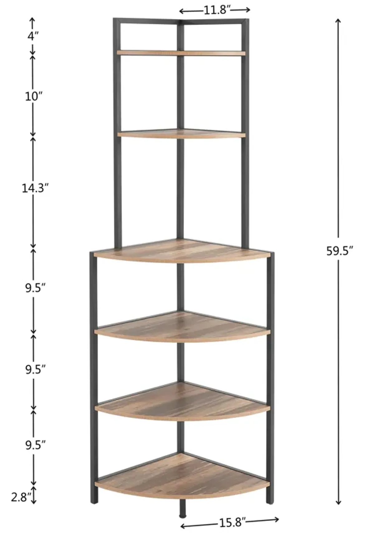 6 Tier Corner Open Shelf Modern Bookcase Wood Rack Freestanding Shelving Unit, Plant Album Trinket Sturdy Stand Small Bookshelf Space-Saving For Living Room Home Office Kitchen Small Space - Rustic Brown