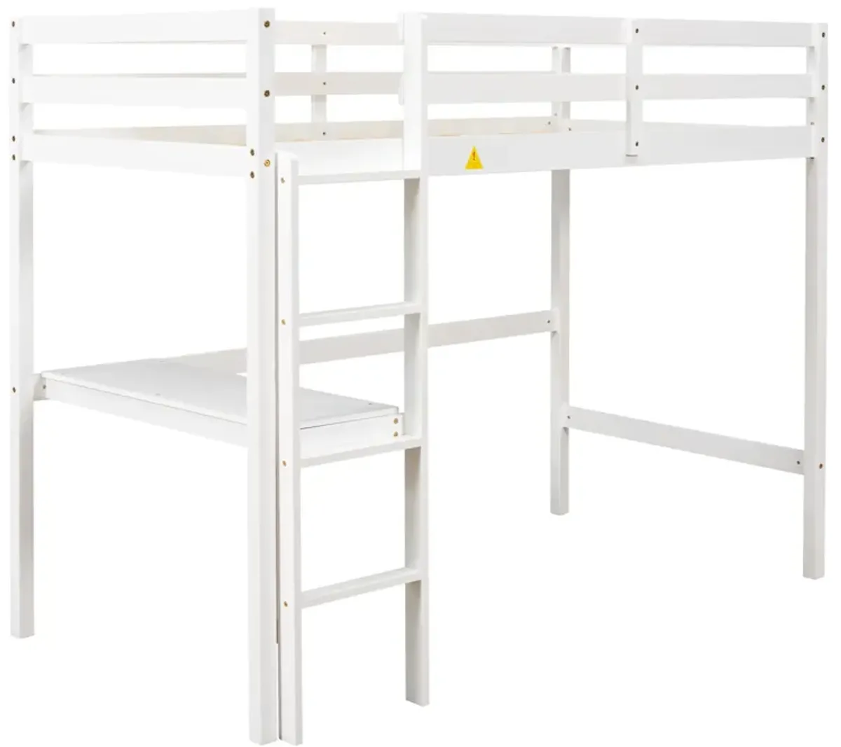 Twin Loft Bed With Built-In Desk - White