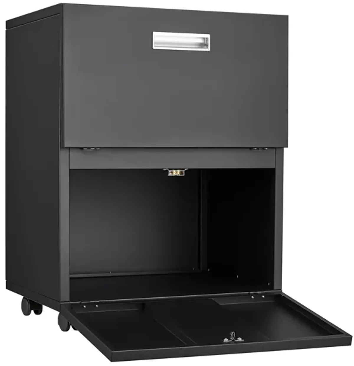 Office Furniture Copier Cabinet 2 Door Steel Copier Stand Mobile Pedestal File Printer Stand - Black