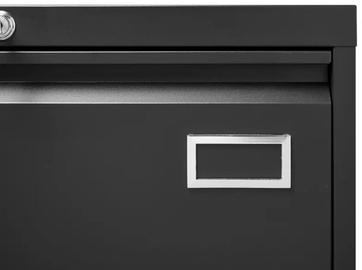 2 Drawer Metal Lateral File Cabinet With Lock, Office Vertical Files Cabinet For Home Office, Locking Metal File Cabinet - Black