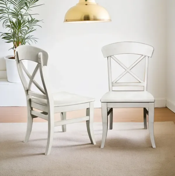 Harola - Cross-Back Dining Side Chairs In (Set of 2) - Smoky White