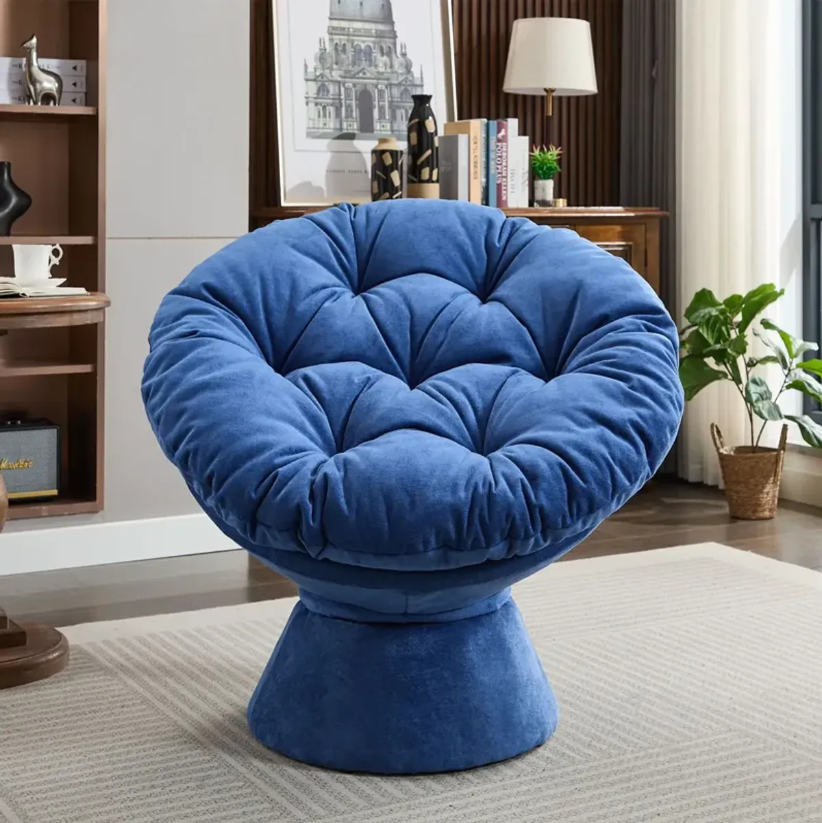 Oversized Swivel Accent Chair, 360 Swivel Barrel Chair, Papasan Chair For Living Room Bedroom