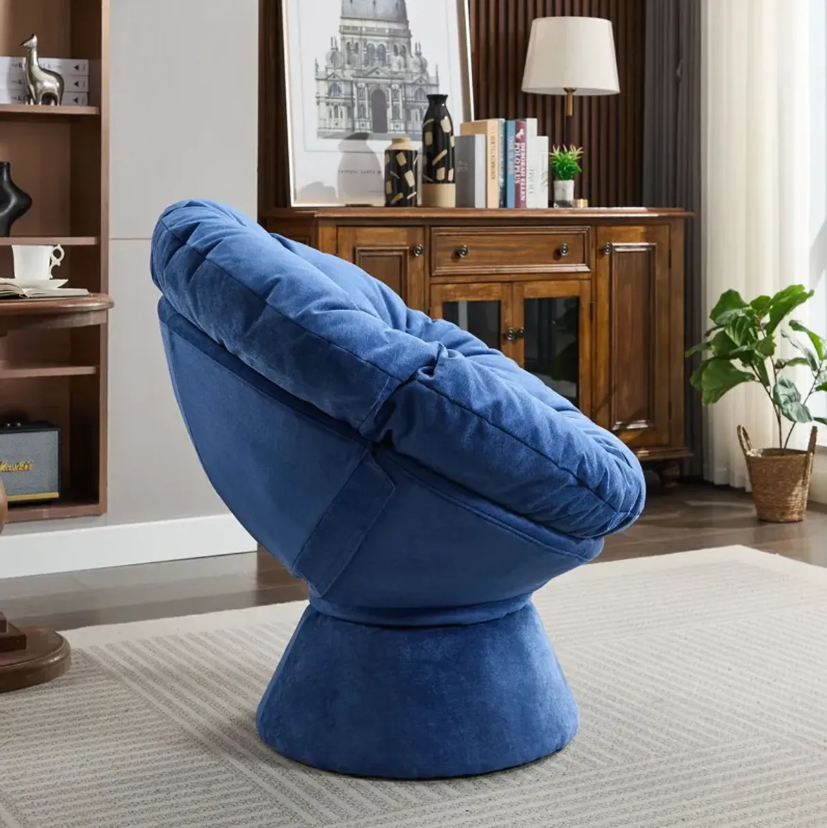 Oversized Swivel Accent Chair, 360 Swivel Barrel Chair, Papasan Chair For Living Room Bedroom