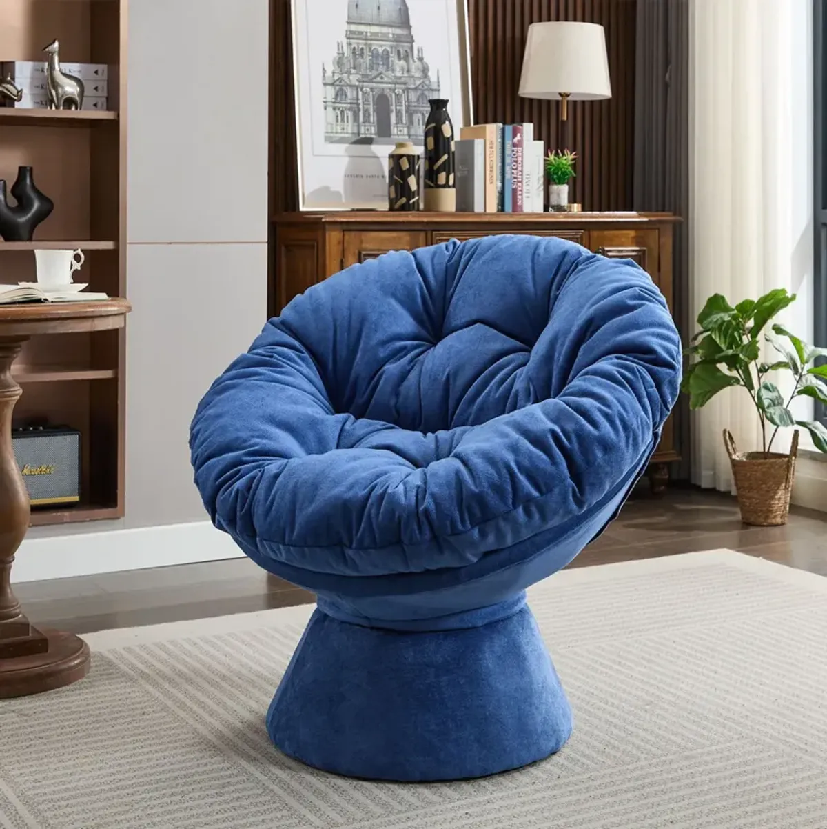 Oversized Swivel Accent Chair, 360 Swivel Barrel Chair, Papasan Chair For Living Room Bedroom