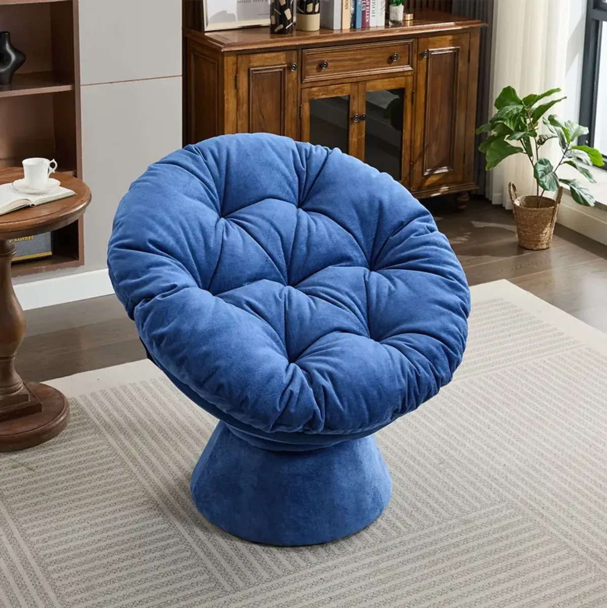 Oversized Swivel Accent Chair, 360 Swivel Barrel Chair, Papasan Chair For Living Room Bedroom