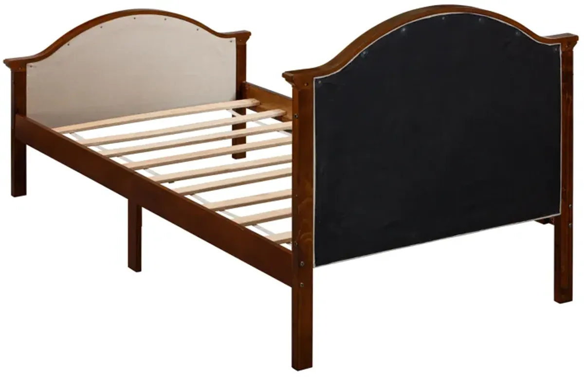 Bed With Upholstered Headboard And Footboard, With Slats