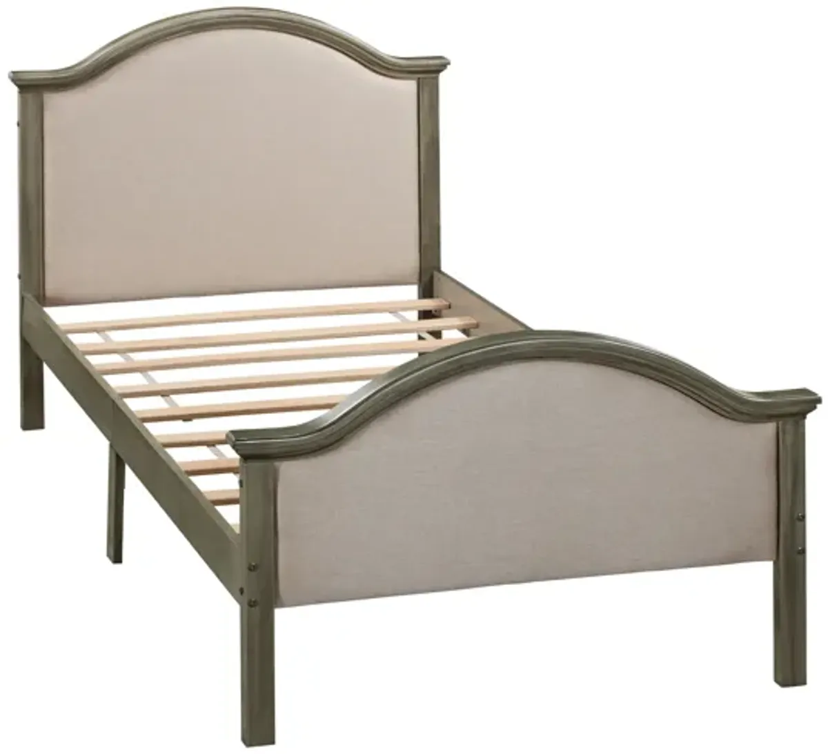 Bed With Upholstered Headboard And Footboard, With Slats