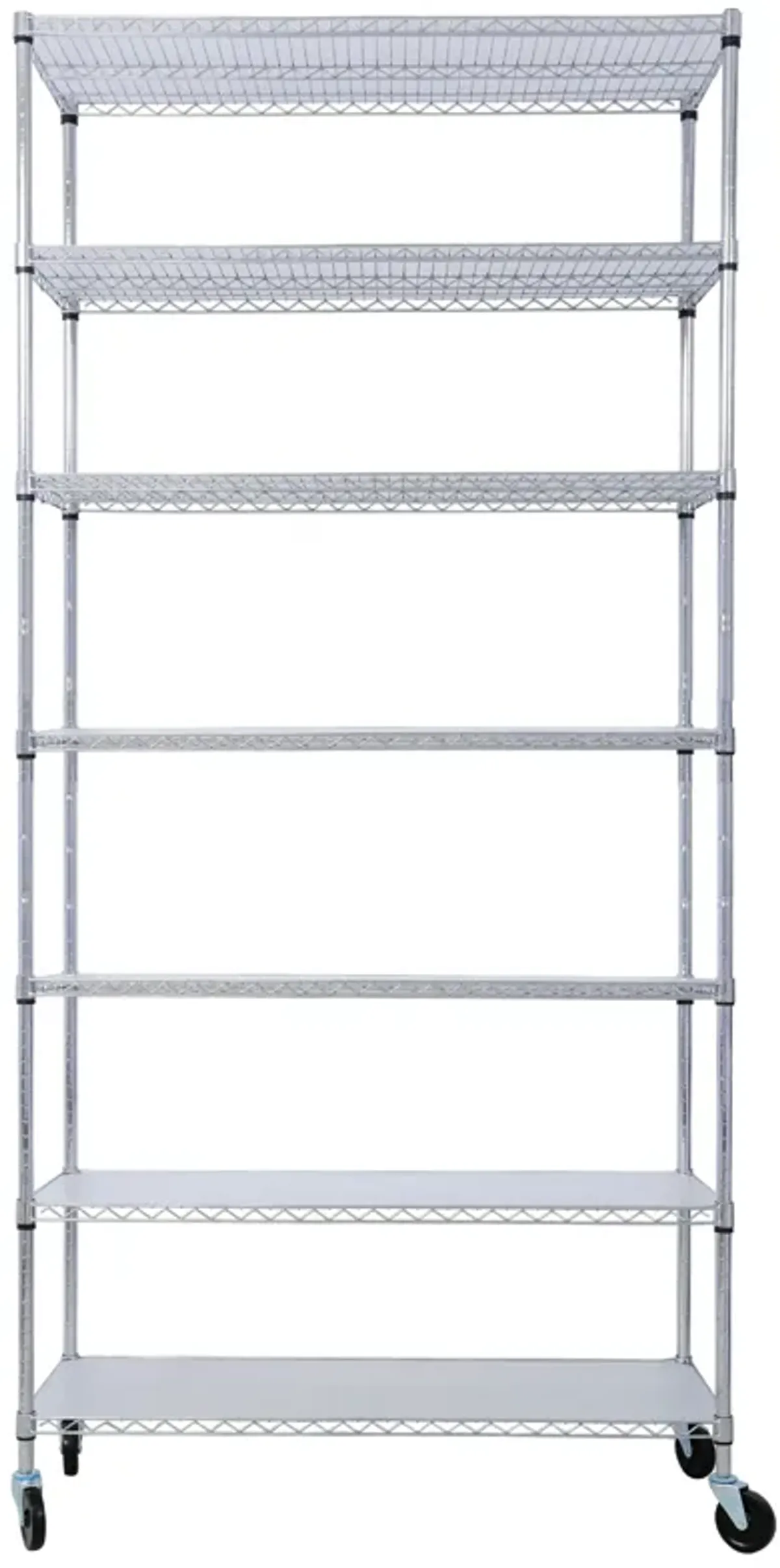 7 Tier Metal Shelf Wire Shelving Unit, 2450Lbs Heavy Duty Adjustable Storage Rack With Wheels & Shelf Liners For Closet Kitchen Garage Basement Commercial Shelving